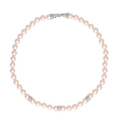 Pink pearl and crystal rondel round necklace